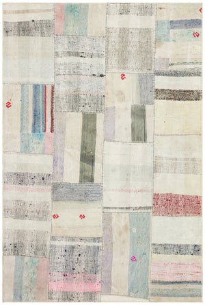 Striped Over Dyed Kilim Patchwork Unique Rug 5'1'' x 7'7'' ft 155 x 230 cm