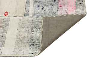 Striped Over Dyed Kilim Patchwork Unique Rug 5'1'' x 7'7'' ft 155 x 230 cm