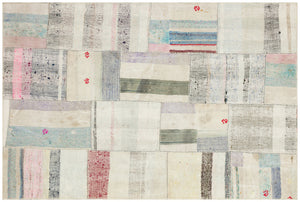 Striped Over Dyed Kilim Patchwork Unique Rug 5'1'' x 7'7'' ft 155 x 230 cm