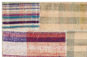 Striped Patchwork Kilim Rug 3'8'' x 5'9'' ft 113 x 174 cm