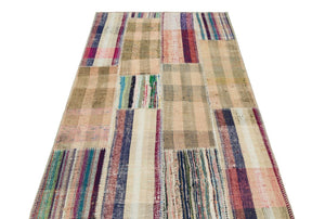 Striped Patchwork Kilim Rug 3'8'' x 5'9'' ft 113 x 174 cm