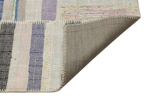 Striped Over Dyed Kilim Patchwork Unique Rug 4'11'' x 7'5'' ft 149 x 226 cm