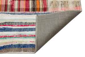 Striped Over Dyed Kilim Patchwork Unique Rug 5'1'' x 7'6'' ft 154 x 228 cm