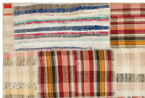 Striped Over Dyed Kilim Patchwork Unique Rug 5'1'' x 7'6'' ft 154 x 228 cm