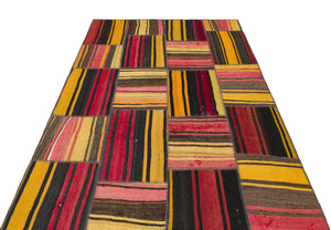 Naturel Over Dyed Kilim Patchwork Unique Rug 5'2'' x 7'6'' ft 157 x 228 cm