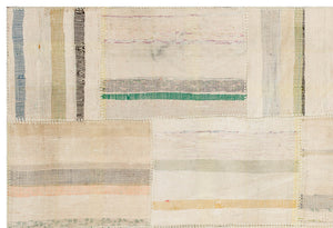 Striped Over Dyed Kilim Patchwork Unique Rug 4'11'' x 7'1'' ft 149 x 215 cm