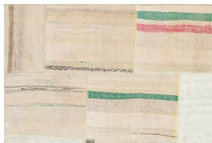 Striped Over Dyed Kilim Patchwork Unique Rug 4'11'' x 7'3'' ft 149 x 222 cm