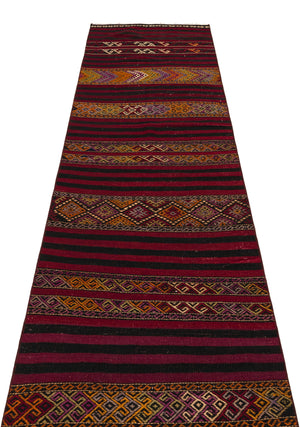 Striped Over Dyed Kilim Rug 2'6'' x 9'4'' ft 77 x 284 cm
