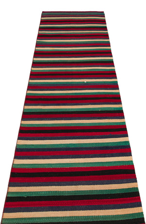 Striped Over Dyed Kilim Rug 2'4'' x 9'6'' ft 72 x 290 cm