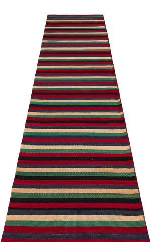 Striped Over Dyed Kilim Rug 2'4'' x 9'6'' ft 71 x 290 cm