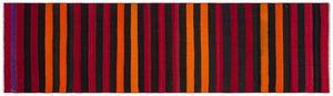 Striped Over Dyed Kilim Rug 2'7'' x 9'7'' ft 80 x 292 cm