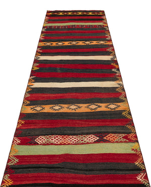 Striped Over Dyed Kilim Rug 3'1'' x 10'2'' ft 94 x 310 cm