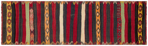 Striped Over Dyed Kilim Rug 3'1'' x 10'2'' ft 94 x 310 cm