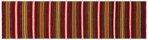 Striped Over Dyed Kilim Rug 2'6'' x 9'5'' ft 75 x 286 cm