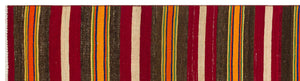 Striped Over Dyed Kilim Rug 2'6'' x 9'5'' ft 75 x 286 cm