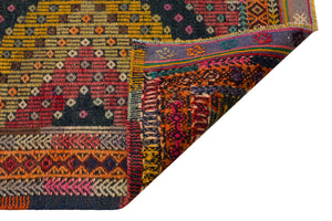 Geometric Over Dyed Kilim Rug 5'5'' x 9'3'' ft 166 x 282 cm