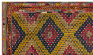 Geometric Over Dyed Kilim Rug 5'5'' x 9'3'' ft 166 x 282 cm