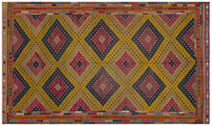 Geometric Over Dyed Kilim Rug 5'5'' x 9'3'' ft 166 x 282 cm