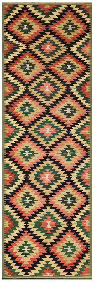 Geometric Over Dyed Kilim Rug 4'3'' x 12'0'' ft 129 x 367 cm
