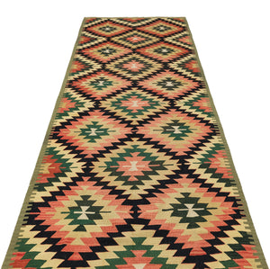 Geometric Over Dyed Kilim Rug 4'3'' x 12'0'' ft 129 x 367 cm