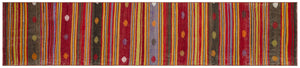 Striped Design Hand Knotted Kilim Runner 2'4'' x 10'11'' ft 72 x 334 cm