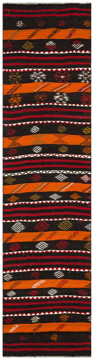 Striped Over Dyed Kilim Rug 2'9'' x 10'11'' ft 85 x 334 cm