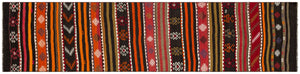 Striped Design Hand Knotted Kilim Runner 2'9'' x 11'7'' ft 84 x 352 cm