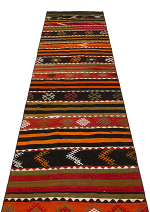 Geometric Design Hand Knotted Kilim Runner 2'9'' x 11'10'' ft 83 x 360 cm