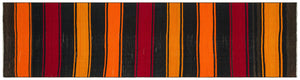 Striped Over Dyed Kilim Rug 2'7'' x 9'11'' ft 80 x 301 cm
