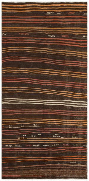 Striped Over Dyed Kilim Rug 4'6'' x 8'12'' ft 137 x 274 cm