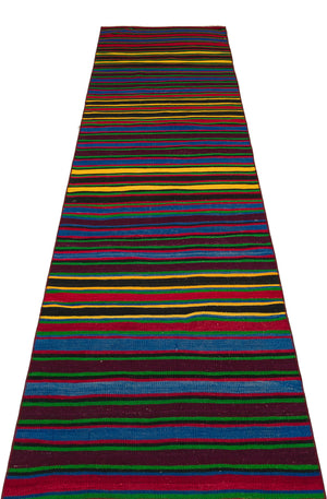 Striped Over Dyed Kilim Rug 2'8'' x 13'0'' ft 82 x 397 cm