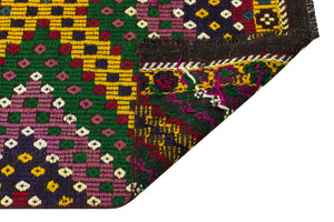 Geometric Over Dyed Kilim Rug 3'1'' x 11'3'' ft 93 x 344 cm