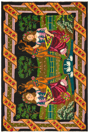 Karabakh Black Kilim Rug 6'1'' x 9'1'' ft 185 x 278 cm