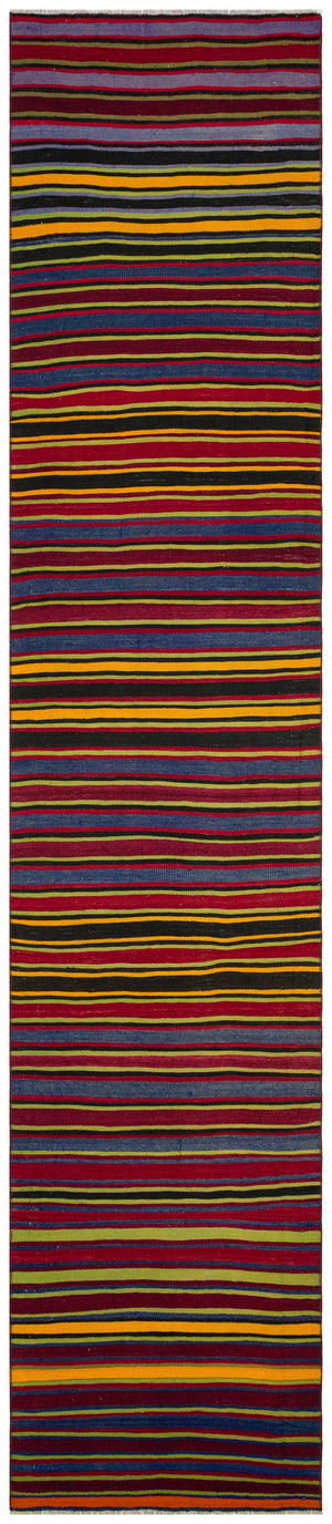 Striped Over Dyed Kilim Rug 2'9'' x 13'2'' ft 84 x 402 cm