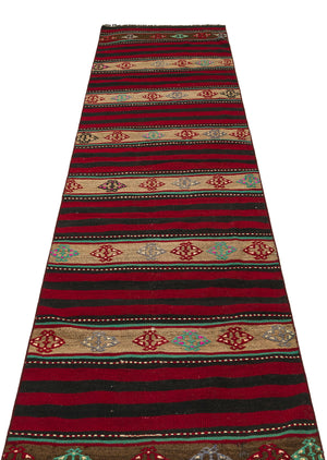 Striped Over Dyed Kilim Rug 2'9'' x 9'11'' ft 83 x 302 cm