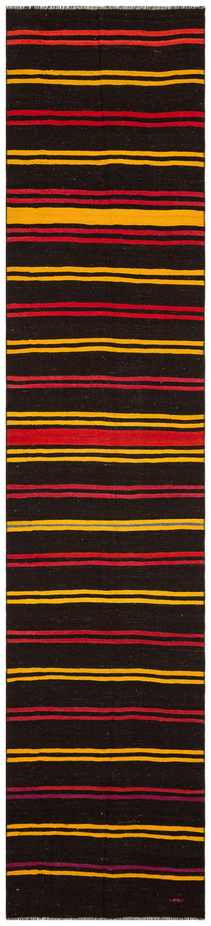 Striped Over Dyed Kilim Rug 2'10'' x 12'11'' ft 86 x 394 cm
