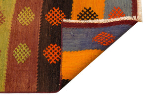 Geometric Over Dyed Kilim Rug 2'6'' x 9'1'' ft 75 x 276 cm