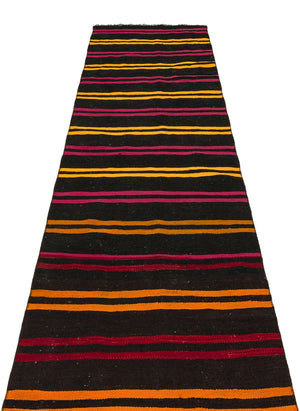 Striped Over Dyed Kilim Rug 2'8'' x 9'10'' ft 82 x 300 cm