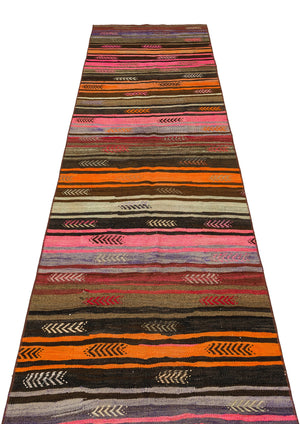 Geometric Design Hand Knotted Kilim Runner 2'8'' x 10'1'' ft 82 x 307 cm