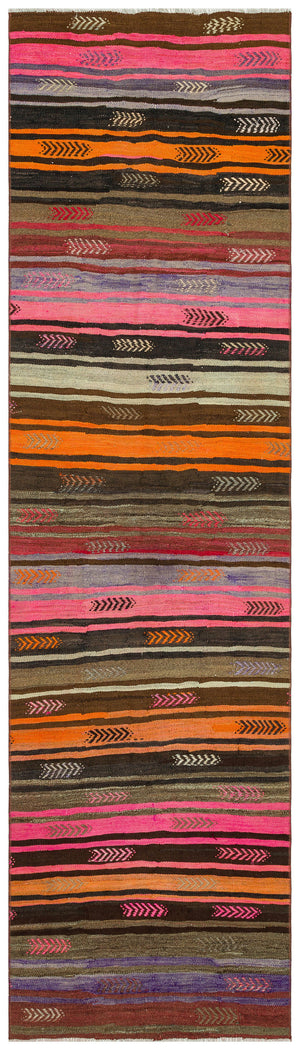 Geometric Design Hand Knotted Kilim Runner 2'8'' x 10'1'' ft 82 x 307 cm