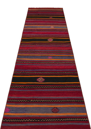 Striped Design Hand Knotted Kilim Runner 2'9'' x 10'9'' ft 83 x 328 cm