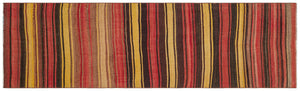 Striped Over Dyed Kilim Rug 2'8'' x 8'11'' ft 82 x 272 cm