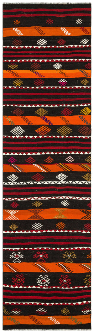 Geometric Over Dyed Kilim Rug 2'9'' x 10'0'' ft 85 x 305 cm