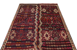 Geometric Over Dyed Kilim Rug 5'2'' x 6'6'' ft 157 x 198 cm