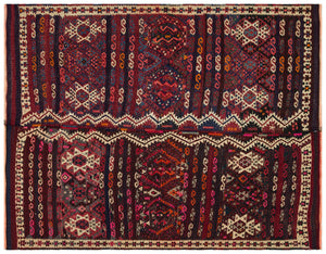 Geometric Over Dyed Kilim Rug 5'2'' x 6'6'' ft 157 x 198 cm