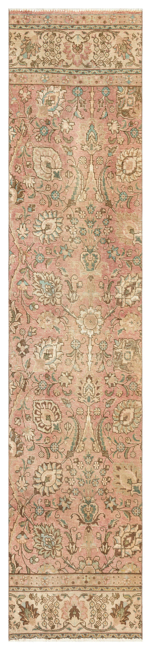 Beige Over Dyed Vintage XLarge Rug 2'8'' x 12'5'' ft 82 x 378 cm