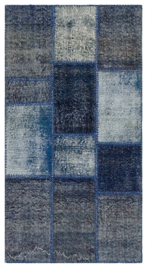 Black Over Dyed Patchwork Unique Rug 2'7'' x 4'11'' ft 80 x 150 cm