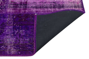 Purple Over Dyed Patchwork Unique Rug 5'4'' x 7'7'' ft 162 x 231 cm