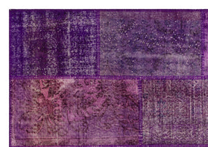 Purple Over Dyed Patchwork Unique Rug 5'4'' x 7'7'' ft 162 x 231 cm
