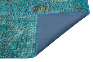 Turquoise Over Dyed Patchwork Unique Rug 5'3'' x 7'8'' ft 161 x 233 cm